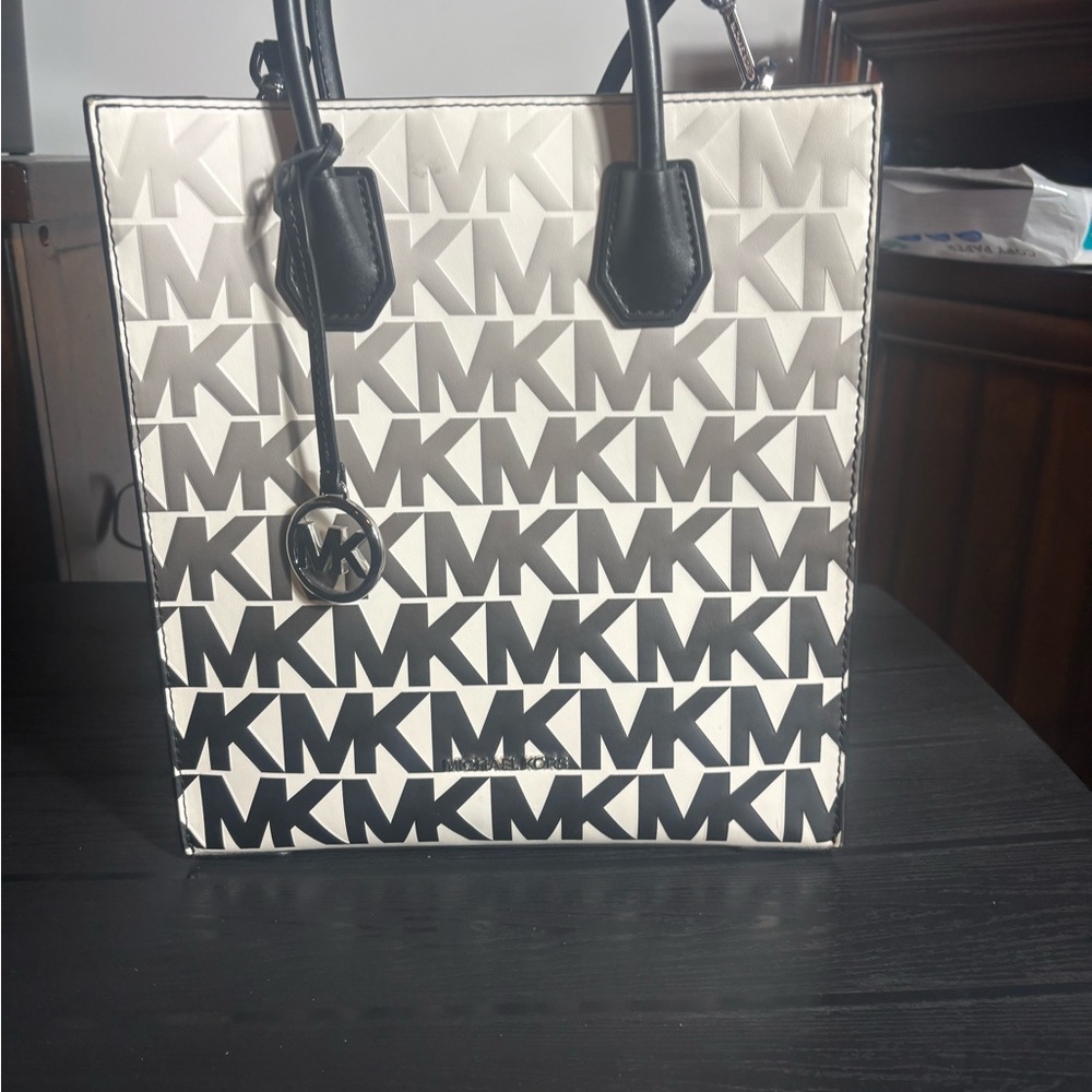 Michael Kors Monogram Black and Cream Tote